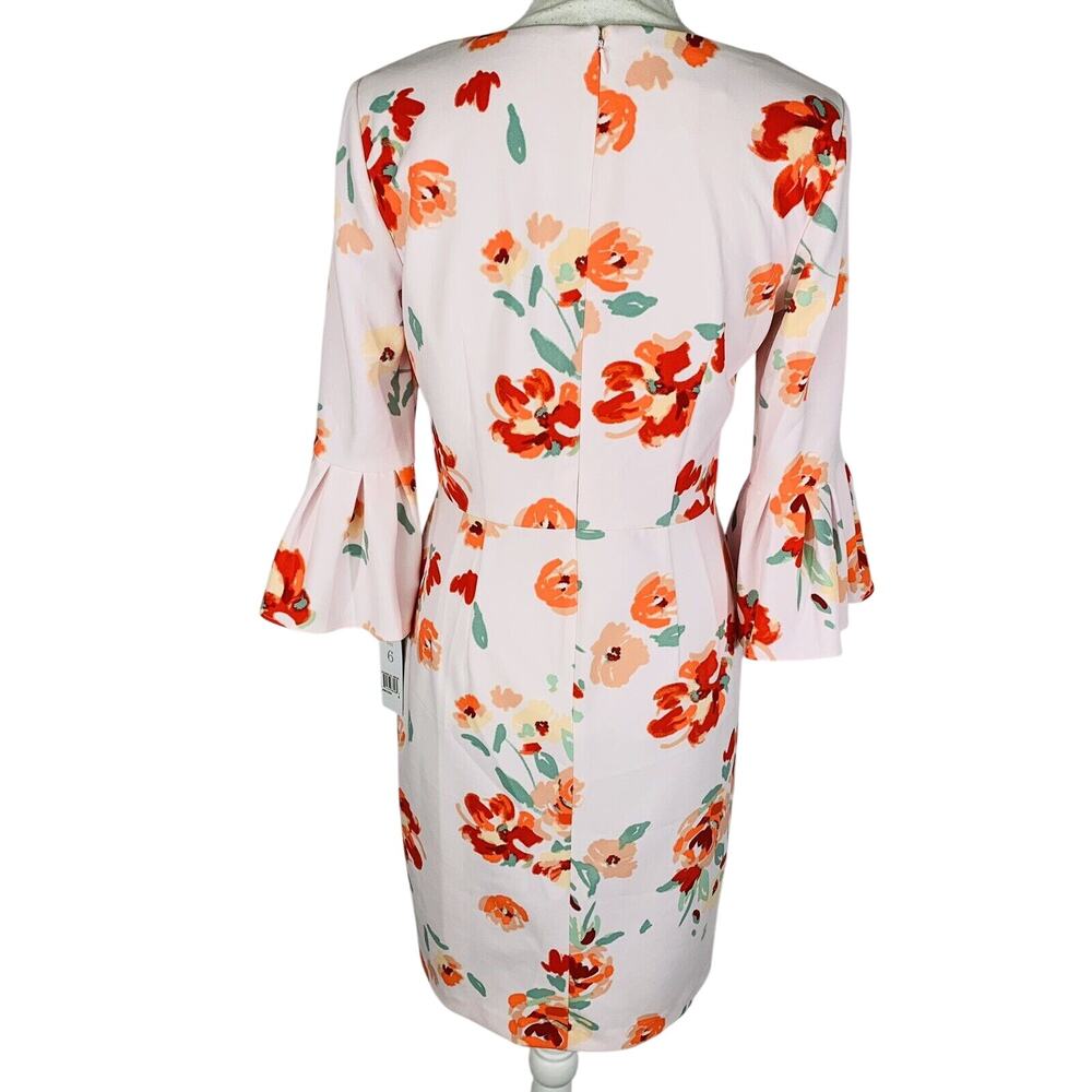 New Donna Morgan Womans Sz 6 Dress Floral Crepe Bell Sleeve NWT - Picture 5 of 7